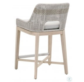 Tapestry Performance Pumice And Taupe White Flat Rope Outdoor Counter Height Stool