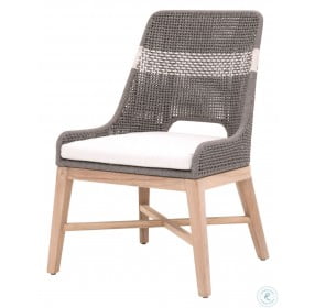 Woven Gray Teak Tapestry Outdoor Dining Chair Set Of 2