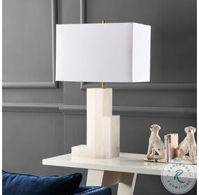 Cora White Alabaster 27" Table Lamp