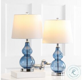 Brisor Blue and Chrome Table Lamp Set of 2