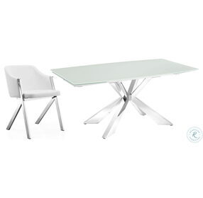Icon White And High Polished Stainless Steel Extendable Dining Table