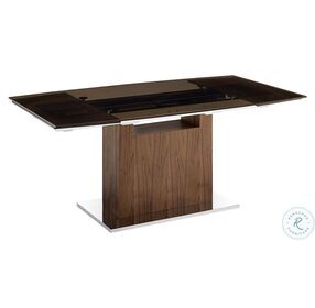 Olivia Smoked Brown and High Polished Stainless Steel Extendable Dining Room Set