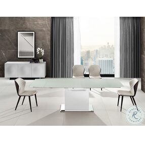 Olivia White Glass Extendable Dining Table