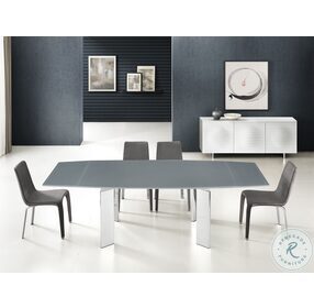 Astor Grey And High Polished Stainless Steel Extendable Dining Table