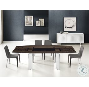 Astor Smoked Brown And High Polished Stainless Steel Extendable Dining Table