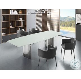 Allegra White And High Polished Stainless Steel Extendable Dining Table