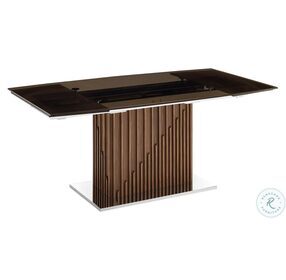 Moon Smoked Brown And High Polished Stainless Steel Extendable Dining Room Set