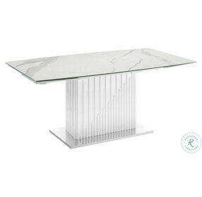 Moon White Marble On Glass Extendable Dining Room Set
