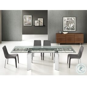 Astor Clear And High Polished Stainless Steel Extendable Dining Table