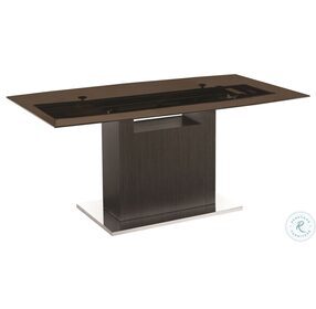 Olivia Smoked Clear Brown And Dark Grey Oak Dining Table