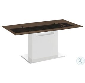 Olivia Smoked Clear Brown And White Dining Table