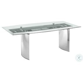 Allegra Clear And High Polished Stainless Steel Dining Table