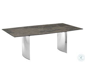 Allegra Brown Marbled And High Polished Stainless Steel Dining Table