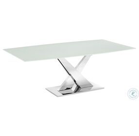 X Base White And High Polished Stainless Steel Dining Table