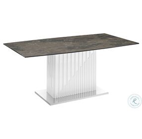 Moon Brown Marbled And White Dining Table