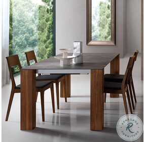 Thin Gray And Walnut Extendable Dining Table