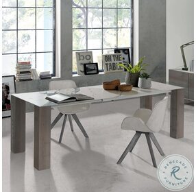 Thin White And Gray Ash Extendable Dining Table