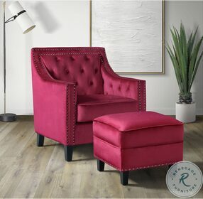Teagan Red Velvet Accent Chair