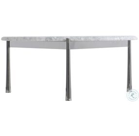 Arris Polished Stainless Steel and Arabescato Large Cocktail Table