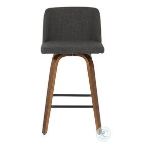 Toriano Walnut And Charcoal Fabric With Square Black Footrest Counter Height Stool Set Of 2