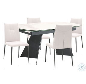 Torque White Ceramic And Matte Dark Gray Extendable Dining Table