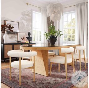 Caren Natural Rattan And Glass Oval Dining Table
