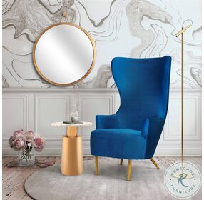 Julia Navy Wingback Velvet Chair by Inspire Me Home Decor