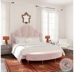 Bianca Blush Velvet Full Upholstered Panel Bed