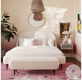 Denise Cream Boucle King Upholstered Panel Bed