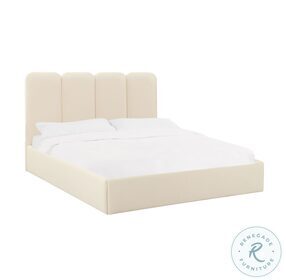 Palani Cream Velvet Upholstered Panel Bedroom Set