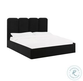 Palani Black Velvet Upholstered Panel Bedroom Set