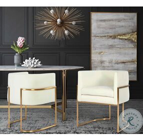 Giselle Cream Velvet Dining Chair with Gold Base by Inspire Me Home Decor
