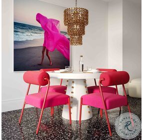 Jolene Hot Pink Velvet Dining Chair Set of 2