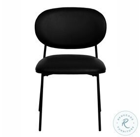 McKenzie Black Vegan Leather Stackable Dining Chair Set of 2