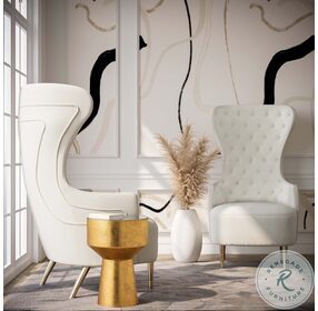 Jezebel Cream Velvet Wingback Chair by Inspire Me Home Decor