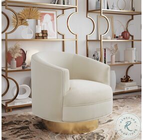 Stella Cream and Gold Velvet Swivel Chair by Inspire Me Home Decor