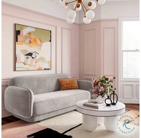 Kandor Stone Grey Textured Velvet Sofa