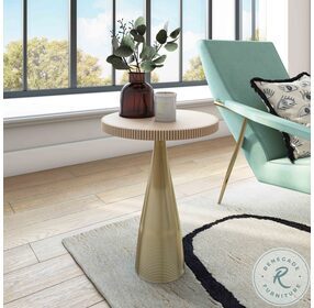 Celeste Gold And Natural Stone Ribbed Side Table
