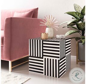 Cube Black And White Side Table