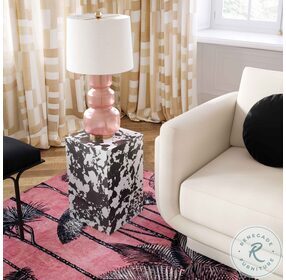 Camryn Black And White Spotted Resin Side Table