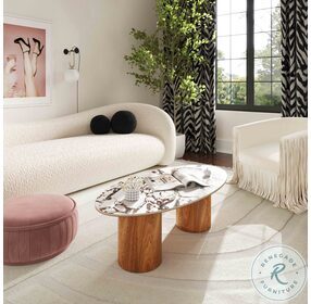 Tamara Ceramic And Natural Oval Coffee Table