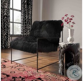 Kimi Black Genuine Sheepskin Chair