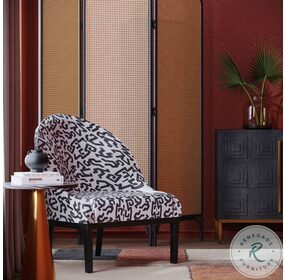 Voice Black and White Crystal Velvet Patterned Accent Chair