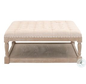 Townsend Performance Bisque French Linen Tufted Upholstered Coffee Table