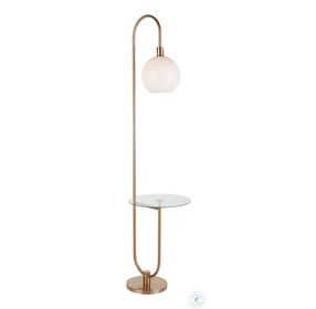 Trombone Gold Metal And Clear Glass Floor Lamp