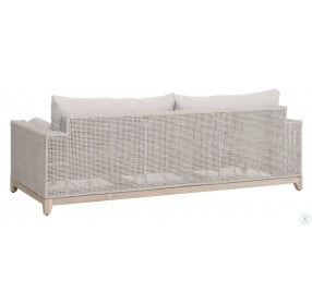 Tropez Performance Pumice And Taupe White Flat Rope Outdoor Sofa