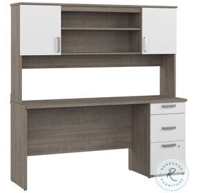 Ridgeley Silver Maple And Pure White 65" Home Office Set with Hutch