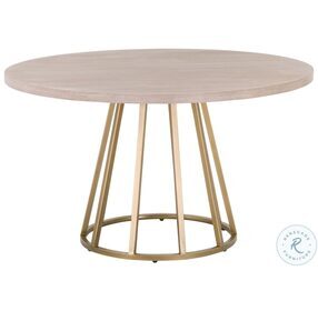 Turino Natural Gray And Brushed Gold 54" Round Dining Table