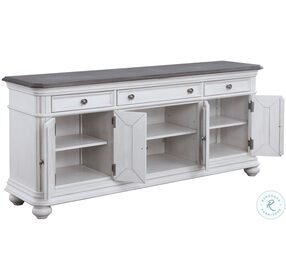 West Chester Light Gray Oak and Distressed White 74" TV Cart