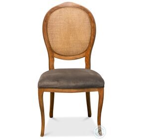 U093 07F12 Driftwood Charcoal Oval Cane Back Side Chair Set Of 2